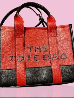 Red and Black 'The Tote Bag' Leather Tote